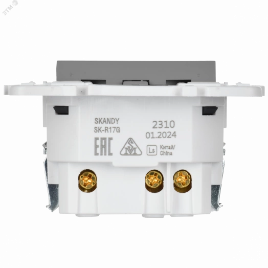 SKANDY Розетка с заземлением с защитными шторками 16А с USB C 18Вт SK-R17Gr серый IEK