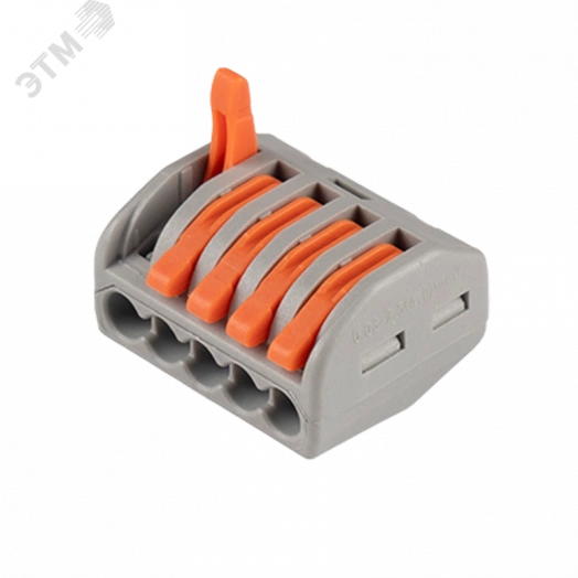 Клеммы монтажные многоразовые PTC-5P 222-415 450V 32A 0,08-2,5(4.0)mm2 , 5 отверстий, серые /50 шт.