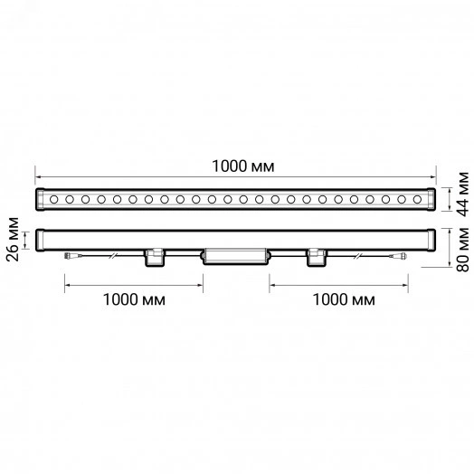 Светильник светодиодный ДБУ-24w 3000К IP67 2400Лм 1000мм Jazzway