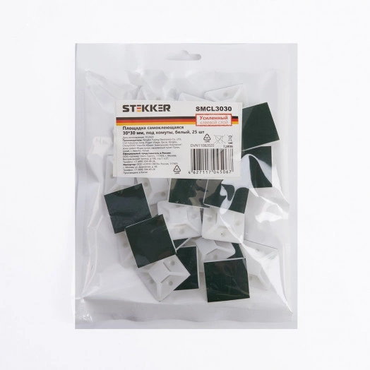 Площадка самоклеющаяся 30x30 мм, под хомуты, белый,