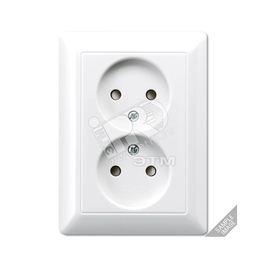 Розетка сдвоенная без заземления с полной платой слоновая кость