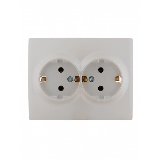 KARINA Розетка двойная с/з керамика жемчужно-белый перламутр (10шт/120шт)