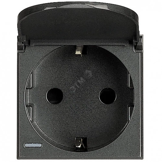 Axolute Розетка 2К+З с заземлением с крышкой 10/16А 250В боковые контакты Schuko автоматические клеммы антрацит немецкий стандарт