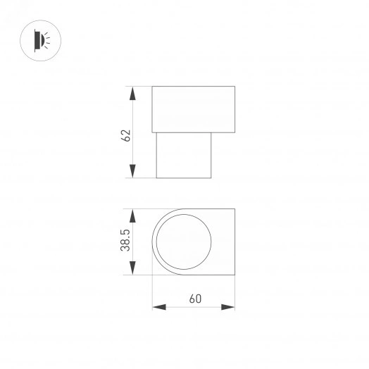 Светильник SP-SPICY-WALL-MINI-S60x39-3W Warm3000 (WH, 40 deg, 230V) (, IP20 Металл, 3 года)