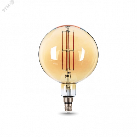 Лампа светодиодная филаментная LED 8 Вт 780 лм 2400К AC185-265В E27 шар G200 теплая золотистая колба Black Filament Gauss