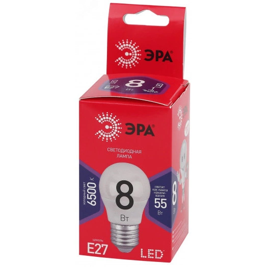 Лампа светодиодная LED P45-8W-865-E27 R (диод, шар, 8Вт, хол, E27) (10/100/3600)