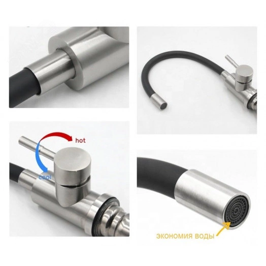 Смеситель для кухни TSB-114-G005 гибкий излив серый тип См-МОЦБА