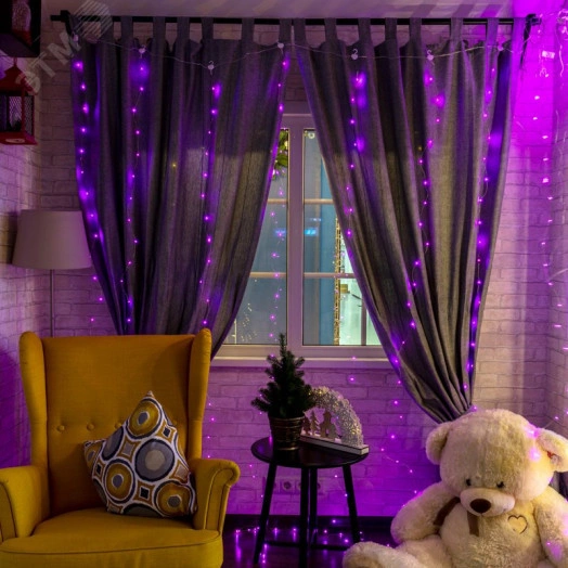 Гирлянда Светодиодный дождь из росы 3х3м розовый USB + пульт управления