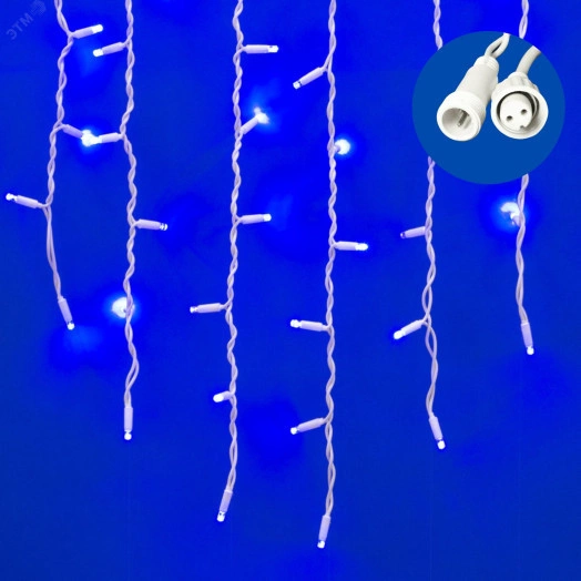 Бахрома светодиодная с эффектом мерцания 3м Соединяемая 200 светодиодов Синий свет Провод белый ULD-B3010-200/TWK BLUE IP67