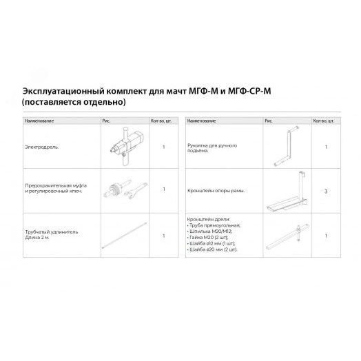 Эксплуатационный комплект к МГФ-20(30)-800кг