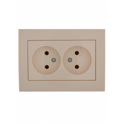 Розетка RAIN двойная без заземления керамика крем