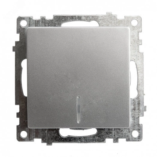 Выключатель 1-клавишный c индикатором (механизм), 250В, 10А, серия Катрин, серебро