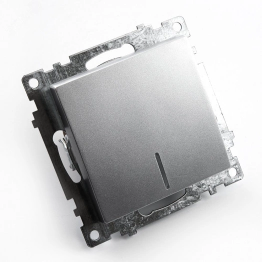 Выключатель 1-клавишный c индикатором (механизм), 250В, 10А, серия Катрин, серебро