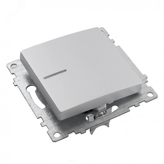 Выключатель 1-клавишный c индикатором (механизм), 250В, 10А, серия Катрин, серебро