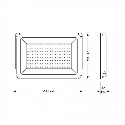 Прожектор светодиодный ДО 100 Вт 6500К 10500 лм 175-265В IP65 210х32х283мм Алюминий матрированное закаленное стекло Qplus Gauss