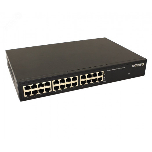 Инжектор PoE 12хRJ45 10/100/1000 Мб/с, 802.3af/at, до 30 Вт, AC 220В, DC 48В