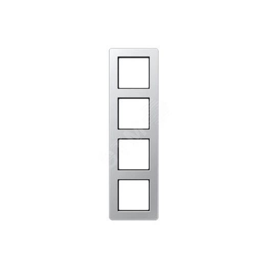 Рамка 4-я для горизонтальной/вертикальной установки  Серия- AFlow  Материал- термопласт. Цвет- алюминий