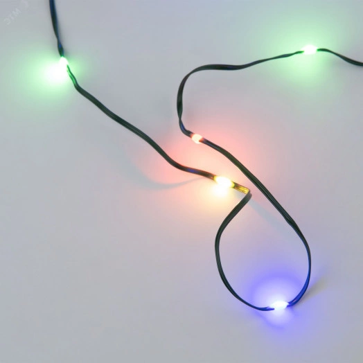 Гирлянда светодиодная Полоса 10м 100 светодиодов Разноцветный свет Провод зеленый ULD-S1000-100/DGA MULTI IP20 DEW BAND ТМ Uniel