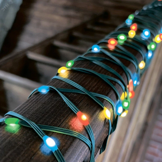 Гирлянда светодиодная Полоса 10м 100 светодиодов Разноцветный свет Провод зеленый ULD-S1000-100/DGA MULTI IP20 DEW BAND ТМ Uniel