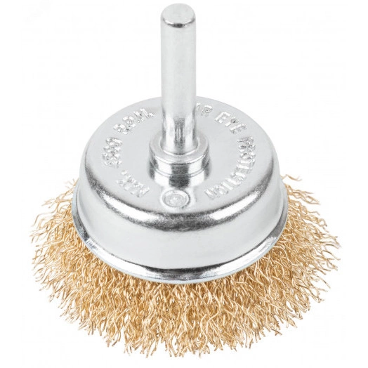 Щетка для дрели, Чашка, латунированная витая проволока 0,3 мм, 75 мм, блистер, Profi