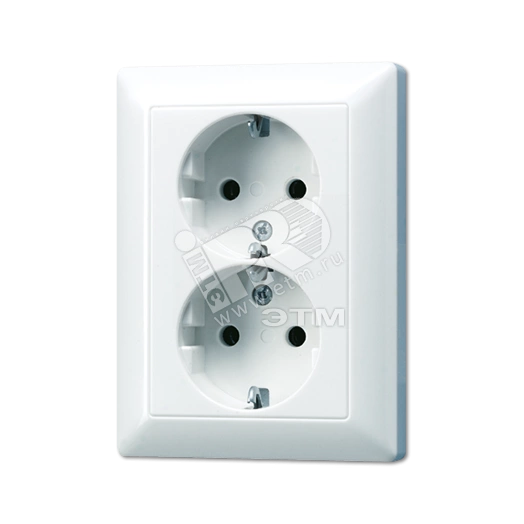 Розетка штепсельная SCHUKO 16A 250V сдвоенная белая