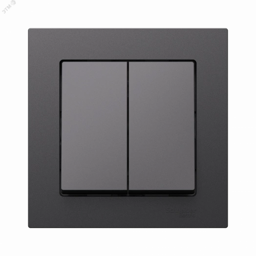 ATLASDESIGN 2-клавишный ВЫКЛЮЧАТЕЛЬ, сх.5, 10АХ, в сборе, БАЗАЛЬТ