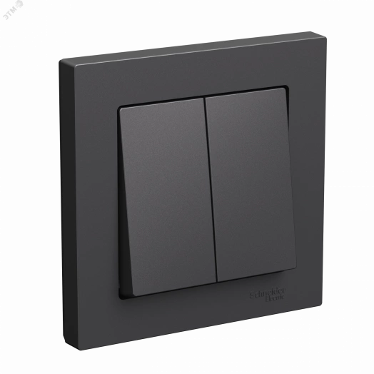 ATLASDESIGN 2-клавишный ВЫКЛЮЧАТЕЛЬ, сх.5, 10АХ, в сборе, БАЗАЛЬТ