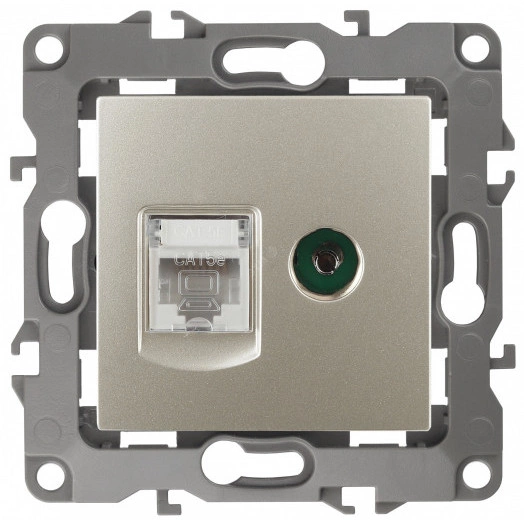 Розетка комбинированная RJ45+TV, Эра12, шампань, 12-3110-04
