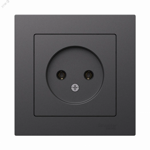 ATLASDESIGN РОЗЕТКА без заземления, 16А, в сборе, БАЗАЛЬТ