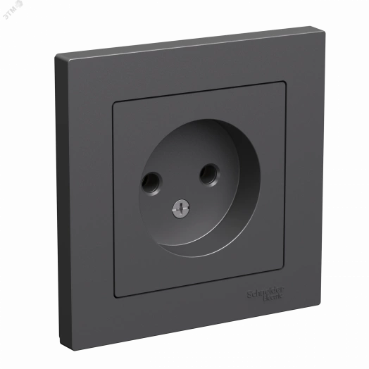 ATLASDESIGN РОЗЕТКА без заземления, 16А, в сборе, БАЗАЛЬТ