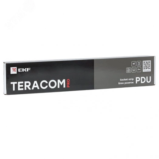 Блок розеток PDU TERACOM PRO 19' 1U 16А/250В 9 роз. Schuko шнур 2 м 3x1.5 мм2 вилка Schuko корпус алюминий черный