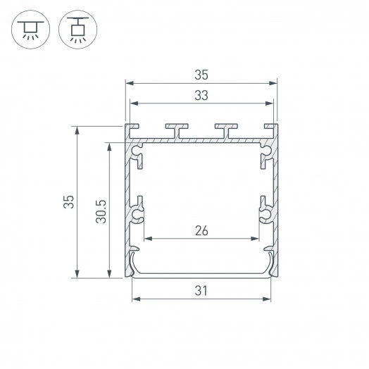 Профиль LINE-S-3535-2500 WHITE (Arlight, Алюминий)