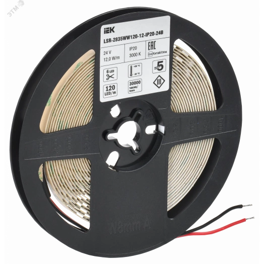 Лента светодиодная 5м LSR-2835WW120-12-IP20-24В IEK
