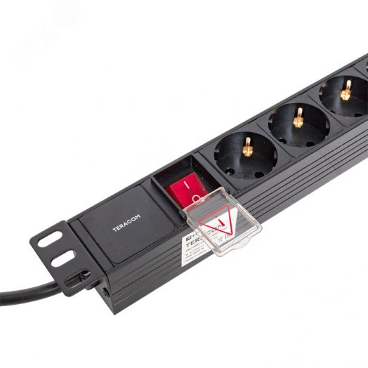 Блок розеток PDU TERACOM 19' 1U 16А/250В 6 роз. Schuko с выключателем шнур 2 м 3x1.5 мм2 вилка Schuko корпус пластик черный