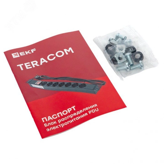 Блок розеток PDU TERACOM 19' 1U 16А/250В 6 роз. Schuko с выключателем шнур 2 м 3x1.5 мм2 вилка Schuko корпус пластик черный