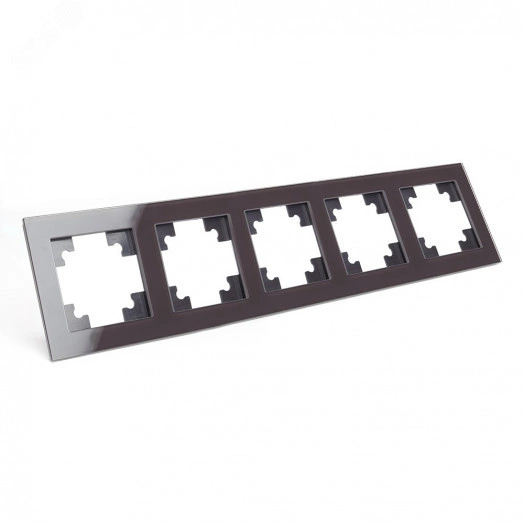 Рамка пятиместная горизонтальная, стекло, Катрин, шоколад Stekker