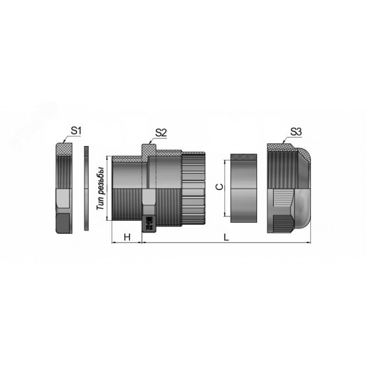 Сальник MG  50 пластик (32-38мм) IP68 серый