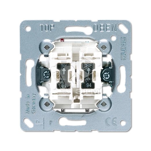 Выключатель контрольный 2-клавишный с подсветкой (с 2-мя лампами тлеющего разряда арт.- 94 в комплекте). Механизм. 10A 250V
