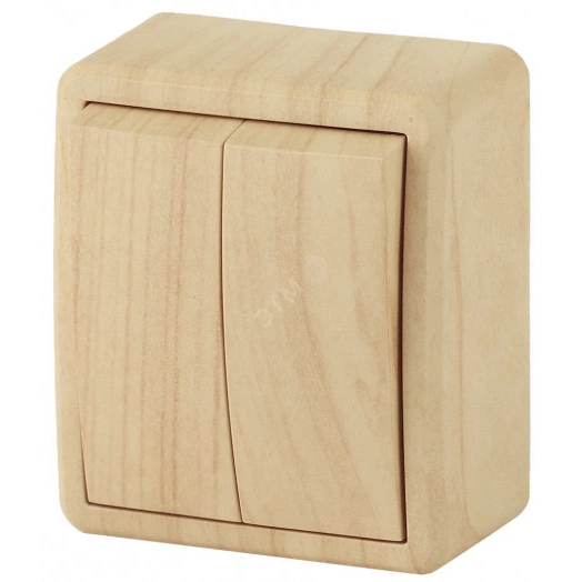 Выключатель двойной, 10АХ-250В, ОУ, Эра Эксперт, сосна,11-1204-11