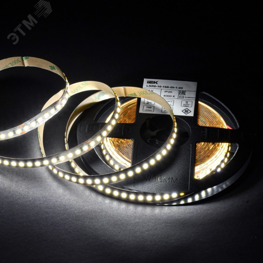 Лента светодиодная 5м SMD2835 168LED/м 14Вт/м IP20 ширина 10мм 24В нейтральный белый IEK