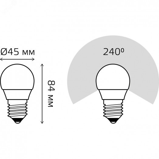 Лампа светодиодная LED 9.5 Вт 950 лм 6500К AC150-265В E27 шар P45 холодная  Black Gauss