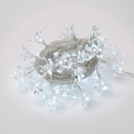 Гирлянда светодиодная с контроллером Сакура белая 50 светодиодов 7 м белая,IP20,провод прозрачный ULD-S0700-050/DTA WHITE IP20 WHITE SAKURA