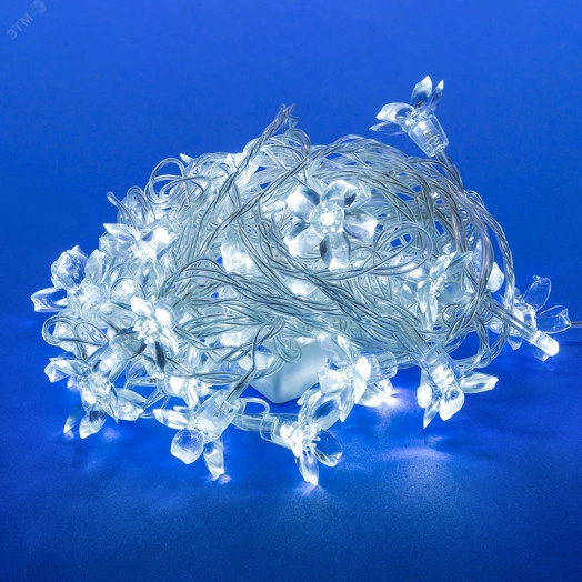 Гирлянда светодиодная с контроллером Сакура белая 50 светодиодов 7 м белая,IP20,провод прозрачный ULD-S0700-050/DTA WHITE IP20 WHITE SAKURA