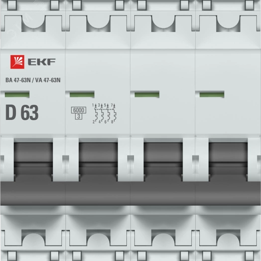 Автоматический выключатель 4P 63А (D) 6кА ВА 47-63N PROxima