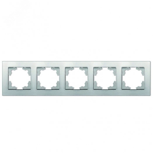Рамка пятиместная горизонтальная Афина серебро (еврослот)