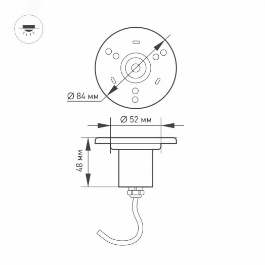 Светильник KT-AQUA-R85-7W White6000 (SL, 25 deg, 12V) (ARL, IP68 Металл, 3 года)