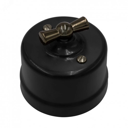 Выключатель Лизетта 1-кл., перекрестный, пластик, цвет Черный, Бронза