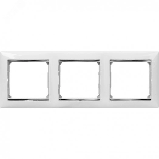 VALENA Рамка 3 поста горизонтальный монтаж белая/серебро