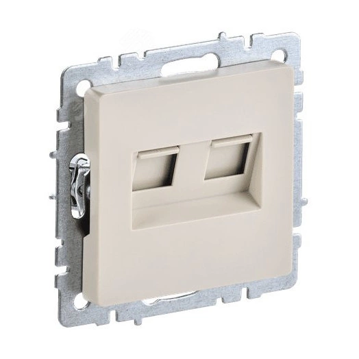 BRITE Розетка компьютерная двойная RJ45 кат.6 РК11-2-БрКр бежевый IEK