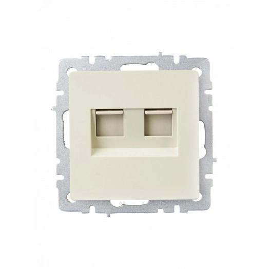 BRITE Розетка компьютерная двойная RJ45 кат.6 РК11-2-БрКр бежевый IEK